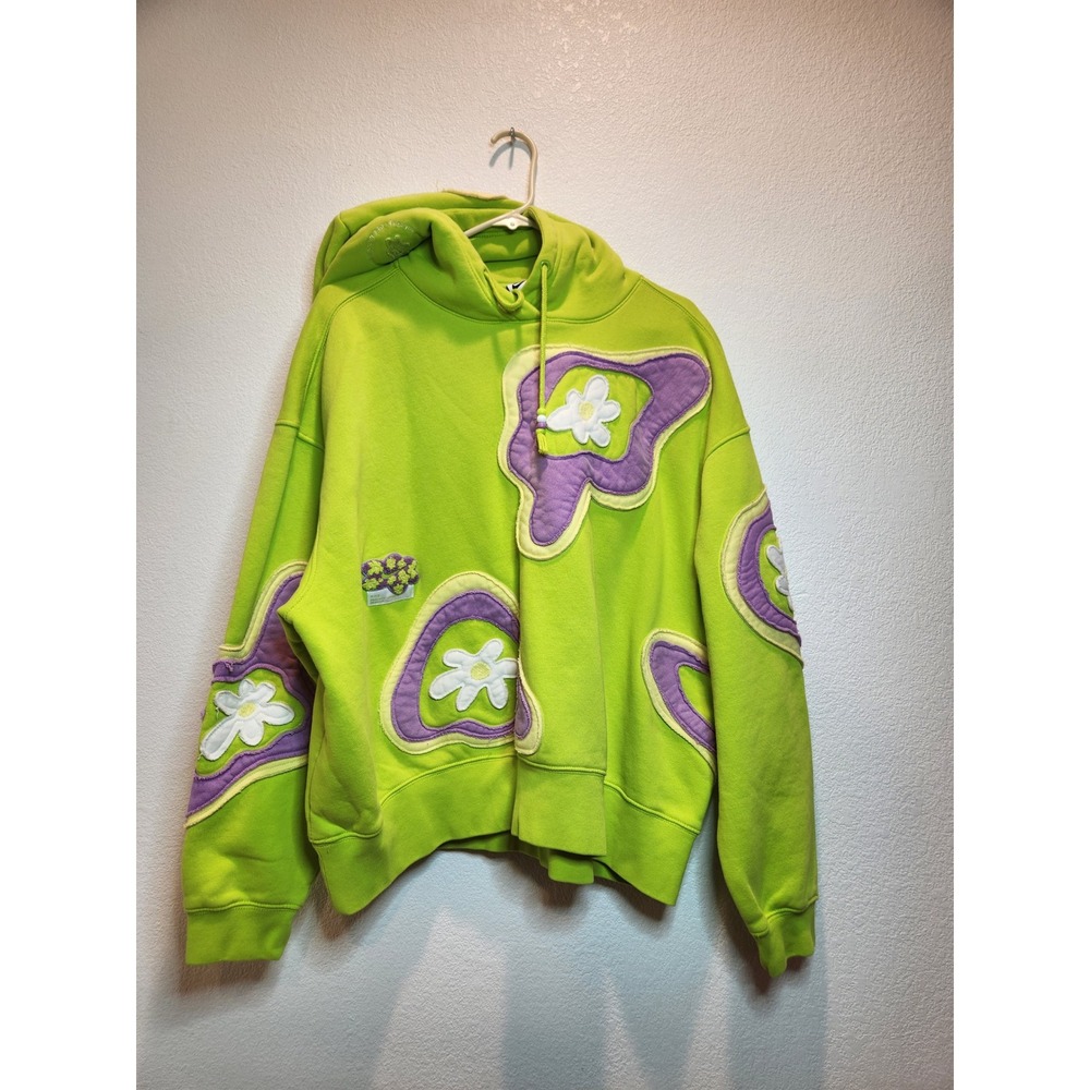Nike Project Utopia Floral Applique Hoodie Volt Green Oversized Size L